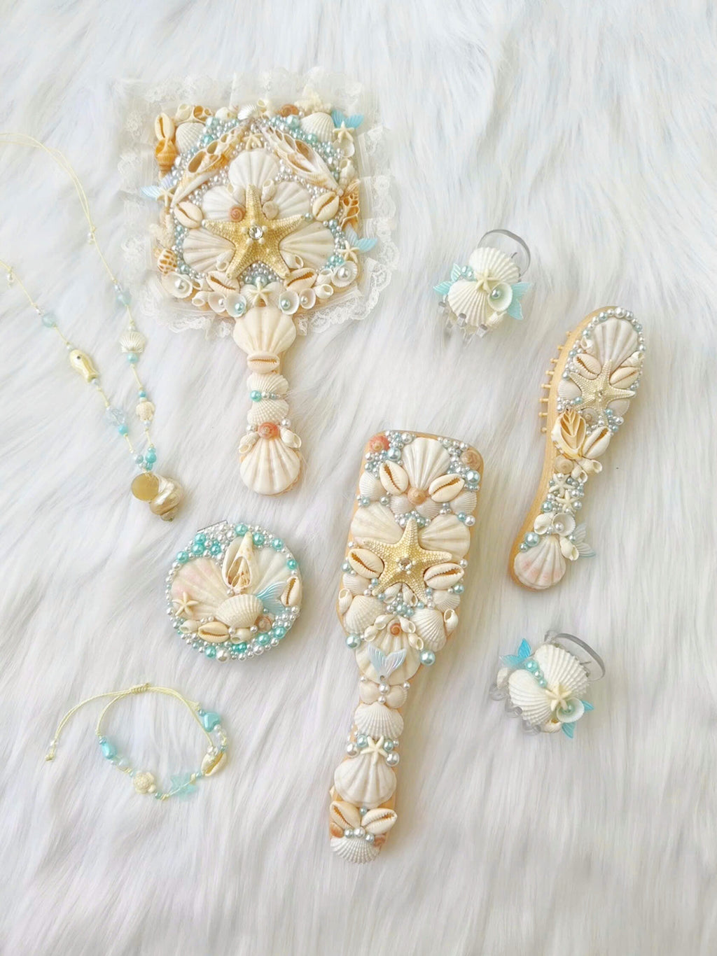 Mermaid Mirror with Floral Trim - Square