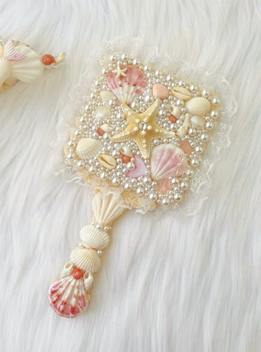 Mermaid Mirror with Floral Trim - Square