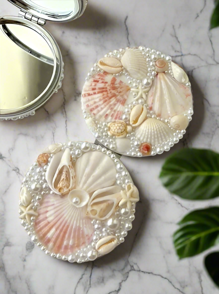 Seashell Foldable Compact Mirror - 3.15 inches