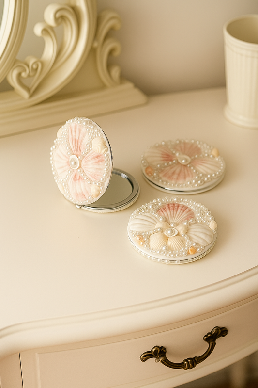 Seashell Foldable Compact Mirror - 3.15 inches