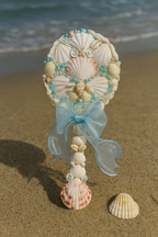 Mermaidcore Seashell Mirror with Bow - 10x6 inches