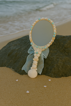Mermaidcore Seashell Mirror with Bow - 10x6 inches