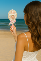 Coastal Bow Mirror with Pearls - 10x6 inches