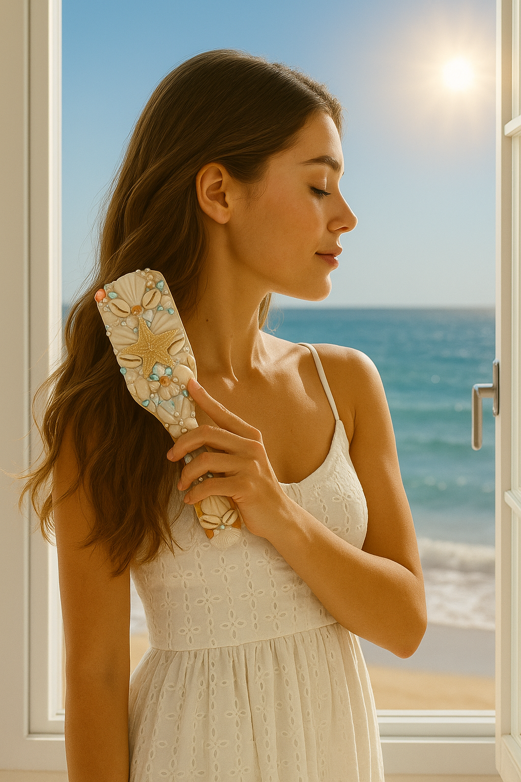 Bridal Seashell Comb - Square