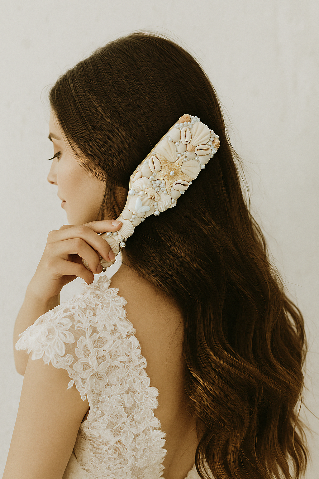 Bridal Seashell Comb - Square