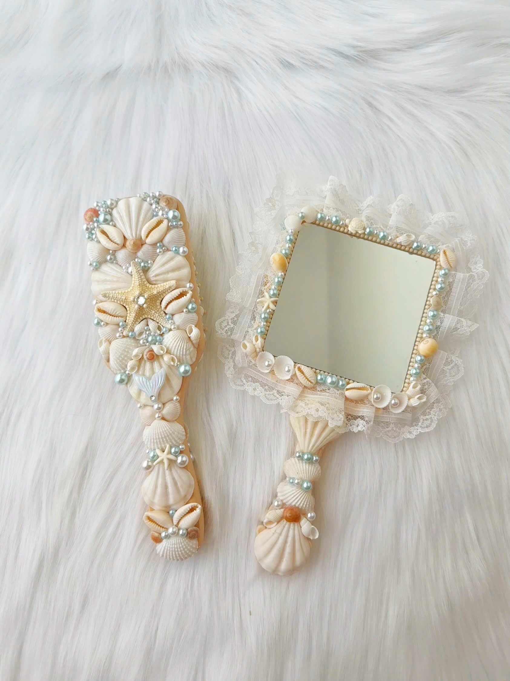 Mermaid Mirror with Floral Trim - Square